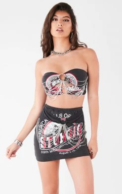 FURST OF A KIND VINTAGE CHAINS VINTAGE WATERFALL CHAIN TUBE TOP AND SKIRT SET