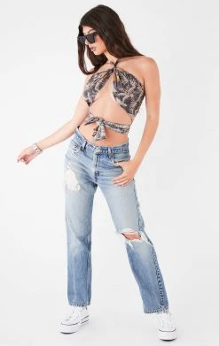 FURST OF A KIND VINTAGE HAWAIIAN TIE NECK WRAP TOP FESTIVAL