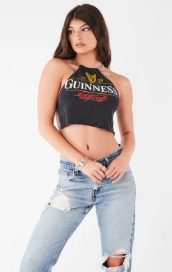 FURST OF A KIND VINTAGE HALTER NECK WATERFALL CHAIN BACK TOP