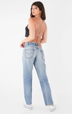 FURST OF A KIND VINTAGE HALTER NECK WATERFALL CHAIN BACK TOP