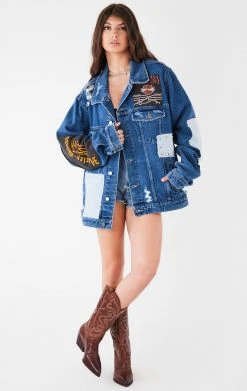 FURST OF A KIND VINTAGE PATCHWORK STUDDED DENIM JACKET