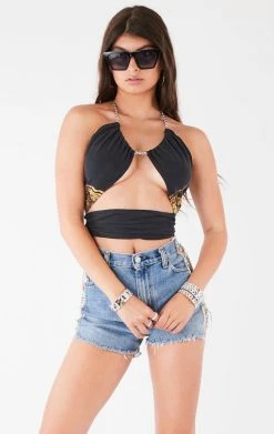 FURST OF A KIND FESTIVAL VINTAGE CHAIN NECK WRAP TOP