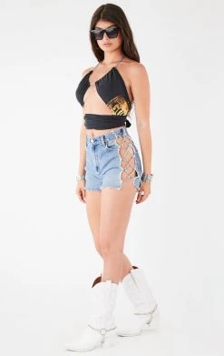 FURST OF A KIND FESTIVAL VINTAGE CHAIN NECK WRAP TOP