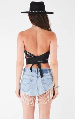 FURST OF A KIND VINTAGE CHAIN NECK WRAP TOP