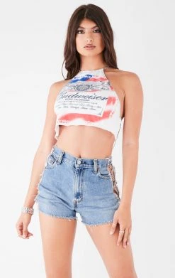 FURST OF A KIND VINTAGE HALTER NECK WATERFALL CHAIN BACK TOP