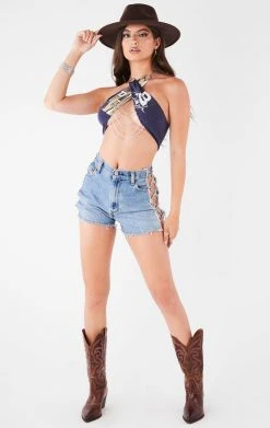 FURST OF A KIND VINTAGE CHAIN NECK WRAP TOP WITH DRAPE CHAIN FESTIVAL