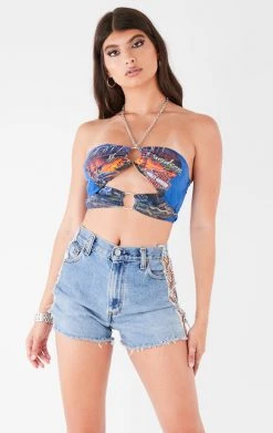 FURST OF A KIND VINTAGE CHAINS VINTAGE CUT OUT CHAIN HALTER TOP