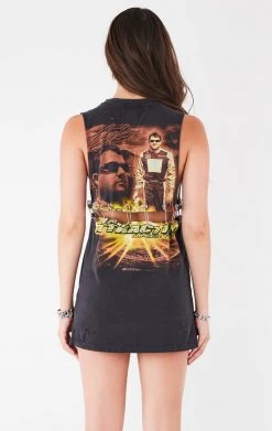 FURST OF A KIND VINTAGE SAFETY PIN LADDER FRONT SLEEVELESS TEE VINTAGE PINS