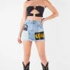 FURST OF A KIND VINTAGE PATCHWORK STUDDED DENIM SKIRT FESTIVAL