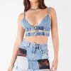 FURST OF A KIND VINTAGE PATCHWORK STUDDED DENIM SKIRT FESTIVAL