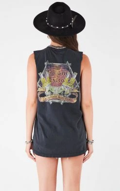 FURST OF A KIND VINTAGE CURVED SAFETY PIN SLEEVELESS TEE FESTIVAL