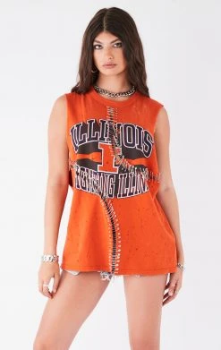 FURST OF A KIND VINTAGE PINS VINTAGE CURVED SAFETY PIN SLEEVELESS TEE