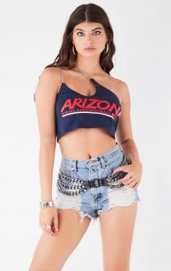 FURST OF A KIND VINTAGE ONE SHOULDER DOUBLE CHAIN STRAP TANK VINTAGE CHAINS