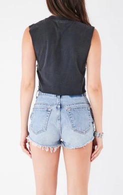 FURST OF A KIND VINTAGE DRINKS VINTAGE CURVED SAFETY PIN CROPPED SLEEVELESS TEE