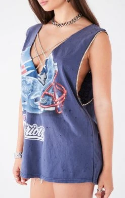 FURST OF A KIND VINTAGE CRISS CROSS RHINESTONE SLEEVELESS TEE