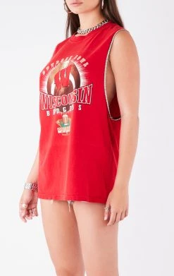 FURST OF A KIND VINTAGE RHINESTONE TRIM SLEEVELESS TEE