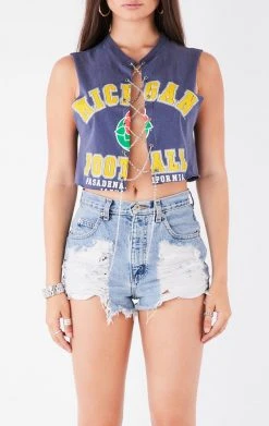 FURST OF A KIND VINTAGE CHAINS VINTAGE CHAIN LACE UP SLEEVELESS TEE