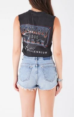 FURST OF A KIND VINTAGE PINS VINTAGE CURVED SAFETY PIN CROPPED SLEEVELESS TEE