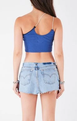 FURST OF A KIND VINTAGE ONE SHOULDER DOUBLE RHINESTONE STRAP TANK