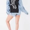 FURST OF A KIND VINTAGE GRAPHIC BACK INSERT DENIM JACKET VINTAGE DENIM JACKETS