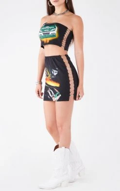 FURST OF A KIND VINTAGE CHAIN LADDER TUBE TOP AND SKIRT SET