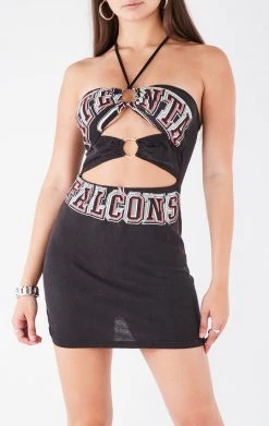 FURST OF A KIND VINTAGE DRESSES VINTAGE DOUBLE RING CUT OUT HALTER DRESS