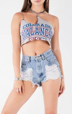 FURST OF A KIND VINTAGE CHAINS VINTAGE ONE SHOULDER DOUBLE CHAIN STRAP TANK