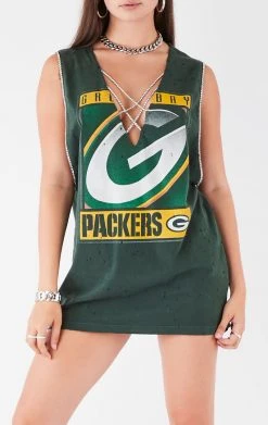 FURST OF A KIND VINTAGE CRISS CROSS RHINESTONE SLEEVELESS TEE VINTAGE NFL