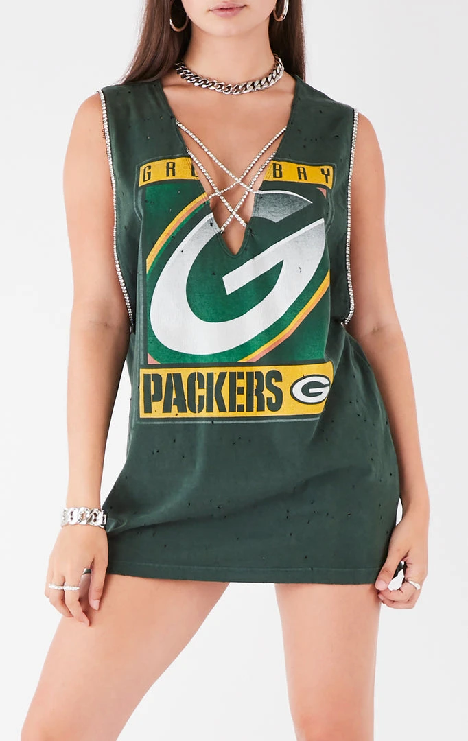 FURST OF A KIND VINTAGE CRISS CROSS RHINESTONE SLEEVELESS TEE VINTAGE NFL 3 FURST OF A KIND VINTAGE CRISS CROSS RHINESTONE SLEEVELESS TEE VINTAGE NFL