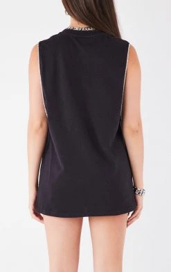 FURST OF A KIND VINTAGE RHINESTONE TRIM SLEEVELESS TEE