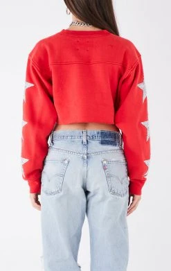 FURST OF A KIND VINTAGE NFL VINTAGE STAR PATCH CROPPED SWEATSHIRT