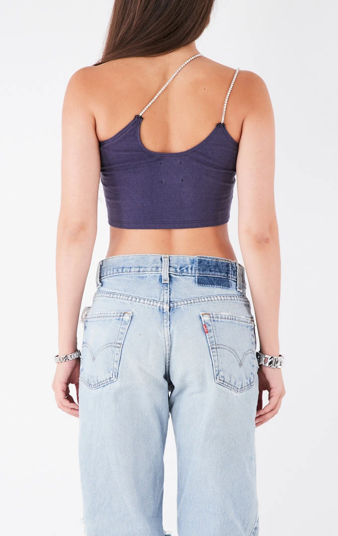 FURST OF A KIND VINTAGE ONE SHOULDER DOUBLE RHINESTONE STRAP TANK VINTAGE SPORTS 5 FURST OF A KIND VINTAGE ONE SHOULDER DOUBLE RHINESTONE STRAP TANK VINTAGE SPORTS