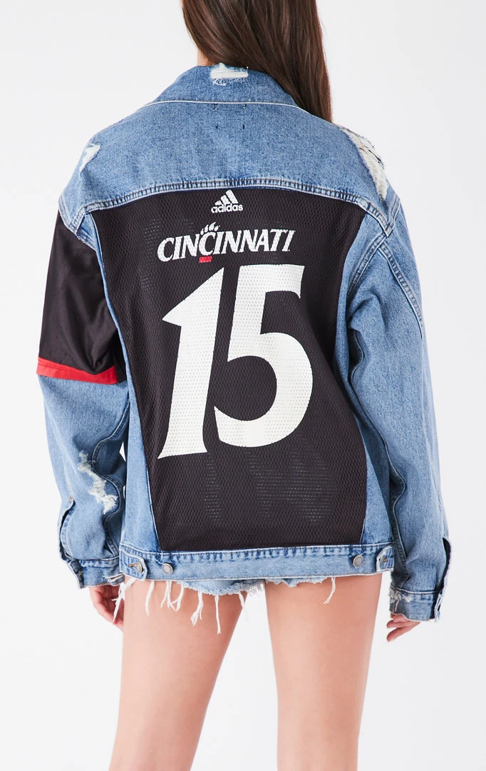 FURST OF A KIND VINTAGE JERSEY SLEEVE AND BACK INSERT DENIM JACKET 3 FURST OF A KIND VINTAGE JERSEY SLEEVE AND BACK INSERT DENIM JACKET