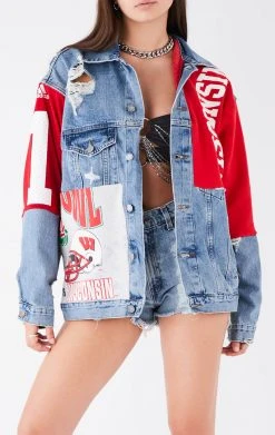 FURST OF A KIND VINTAGE DENIM JACKETS VINTAGE SPLICED PATCHWORK DENIM JACKET