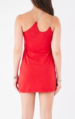 FURST OF A KIND VINTAGE CHAINS VINTAGE ONE SHOULDER DOUBLE CHAIN STRAP DRESS