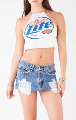 FURST OF A KIND VINTAGE HALTER NECK WATERFALL CHAIN BACK TOP