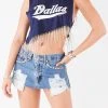 FURST OF A KIND ASYMMETRICAL RHINESTONE FRINGE SLEEVELESS CROP TEE VINTAGE RHINESTONE FRINGE