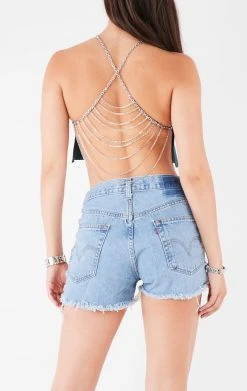 FURST OF A KIND VINTAGE HALTER NECK WATERFALL CHAIN BACK TOP VINTAGE CHAINS