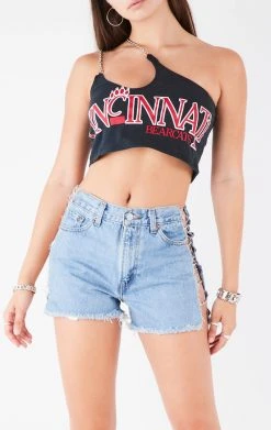 FURST OF A KIND VINTAGE ONE SHOULDER DOUBLE CHAIN STRAP TANK