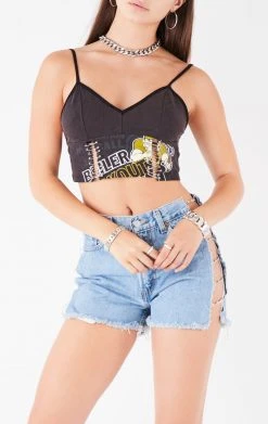 FURST OF A KIND VINTAGE DOUBLE PIN FRONT CROPPED TANK