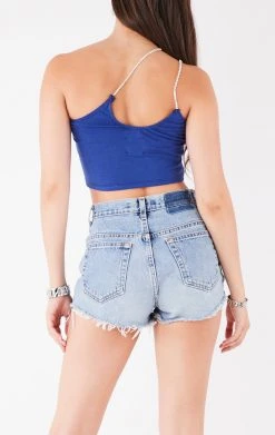 FURST OF A KIND VINTAGE ONE SHOULDER DOUBLE RHINESTONE STRAP TANK VINTAGE CHAINS 5 FURST OF A KIND VINTAGE ONE SHOULDER DOUBLE RHINESTONE STRAP TANK VINTAGE CHAINS