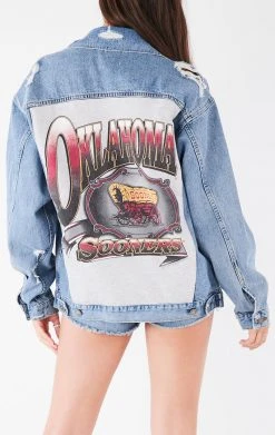 FURST OF A KIND VINTAGE DENIM JACKETS VINTAGE GRAPHIC BACK INSERT DENIM JACKET