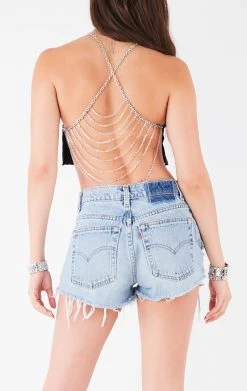 FURST OF A KIND VINTAGE HALTER NECK WATERFALL CHAIN BACK TOP VINTAGE CHAINS