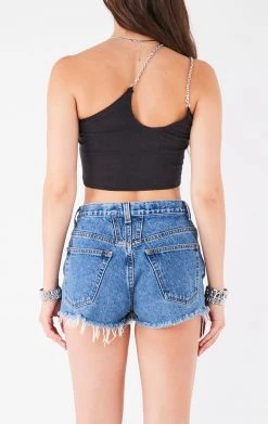 FURST OF A KIND VINTAGE CHAINS VINTAGE ONE SHOULDER DOUBLE CHAIN STRAP TANK