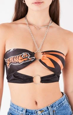 FURST OF A KIND VINTAGE JERSEY CUT OUT CHAIN HALTER TOP VINTAGE CHAINS