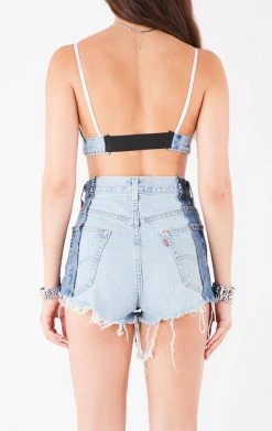 FURST OF A KIND VINTAGE NFL VINTAGE JERSEY AND DENIM BRA TOP 9 FURST OF A KIND VINTAGE NFL VINTAGE JERSEY AND DENIM BRA TOP