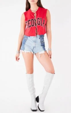 FURST OF A KIND VINTAGE CHAINS VINTAGE CHAIN LACE UP SLEEVELESS TEE