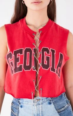 FURST OF A KIND VINTAGE CHAINS VINTAGE CHAIN LACE UP SLEEVELESS TEE