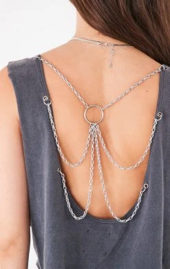 FURST OF A KIND VINTAGE CHAIN OVERLAY CUTOUT BACK SLEEVELESS TEE