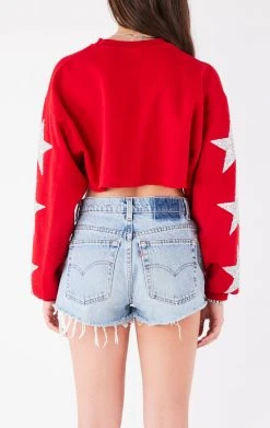 FURST OF A KIND VINTAGE COLLEGE VINTAGE STAR PATCH CROPPED SWEATSHIRT